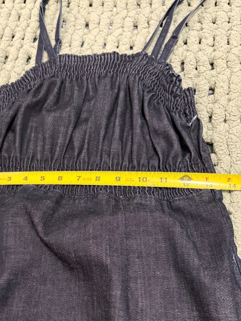 For All Mankind Stretch Denim Mini Dress Smocked Top – Size S (Est.) - Picture 10 of 12